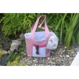 Strandtasche rosa/wei&szlig;